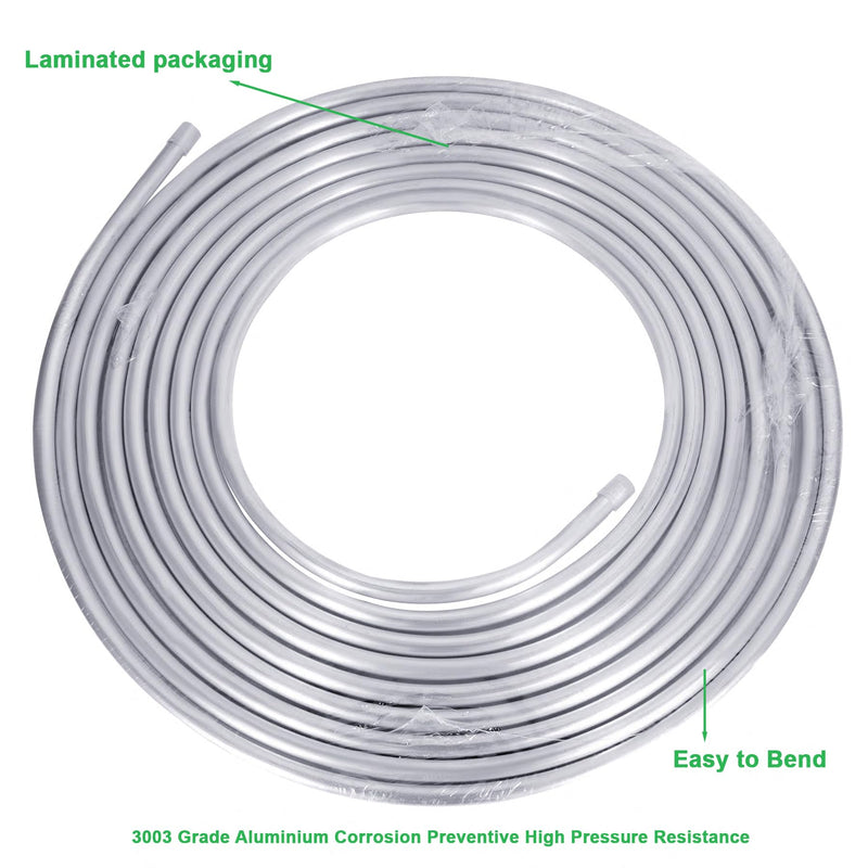 3/8 Metal Fuel Line,3/8" OD Aluminium Coiled Tubing Hard Tube for Refrigeration Tubing, Automotive Oil Pipe,Brake Line, Metal Gas Line, 16FT 3/8"OD 16FT