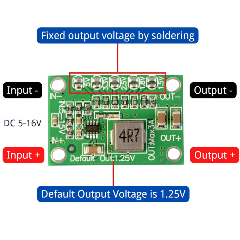 LAOMAO DC-DC Step Down Converter DC 5V-16V to 1.25V/1.5V/1.8V/2.5V/3.3V/5V 3A Adjustable Buck Voltage Converter Power Supply Adapter DC DC Converter Power Supply Module Power Supply Adapter (5 Pack)