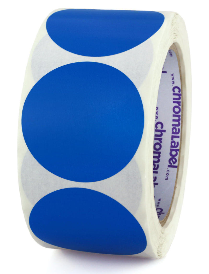 ChromaLabel 2 Inch Round Label Removable Color Code Dot Stickers, High Visibility for Warehouse Inventory, 500 Labels per Roll, Dark Blue