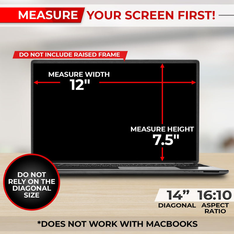 14 Inch 16:10 Laptop Privacy Screen Filter - Computer Monitor Privacy Shield and Anti-Glare Protector 14 Inch (Diagonal) - 16:10 Aspect Ratio