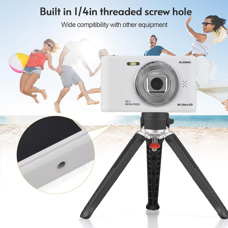 4K Digital Camera, FHD 1080P Kids Camera, 50MP Point and Shoot Camera with 16X Zoom Anti Shake, Compact Portable Small Camera for Girls Boys Teen Student with 32GB Micro SD Card, 1x Batteries White