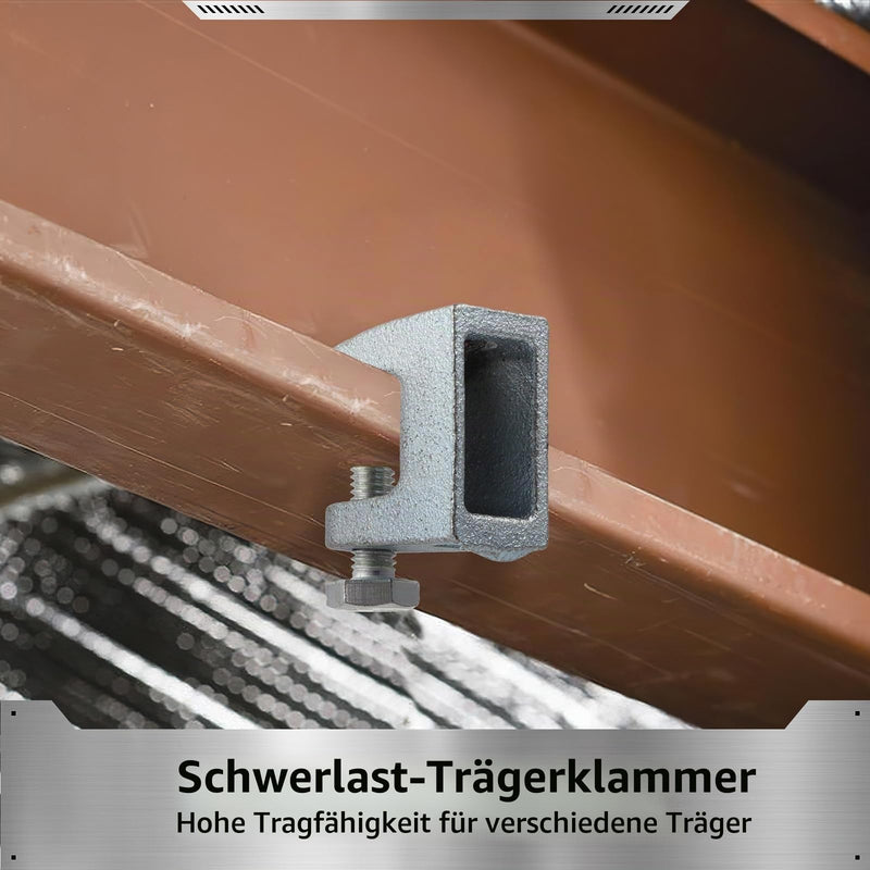 Pack of 10 carrier clamps, stand-up seam clamp, carrier clamp holder made of galvanised steel for ventilation and other systems, M20 C shaped wooden beams for bridge construction, building construction