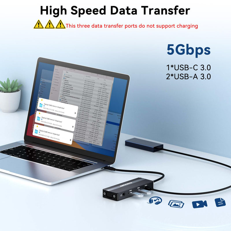 ANYOYO USB C Docking Station Dual HDMI Monitor Adapter 8-in-1 USB C HUB 3 Monitors Adapter with 4K HDMI +VGA +PD100W+Audio Laptop Docking Station for Dell/Lenovo/HP/Samsung/ASUS (Black) Black