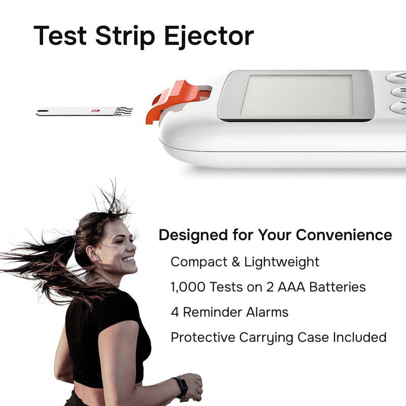 GLUCO-CARE Gluco-Care Glucose Monitor Kit - Sleek White Design, Clear Display, Auto Calibration, Glucometer Kit with Strips and Lancets, 5 Sec Results, 500 Memory, Travel Case, 1 Lancing Device, Convenient Blood Surgar Testing for Diabetes