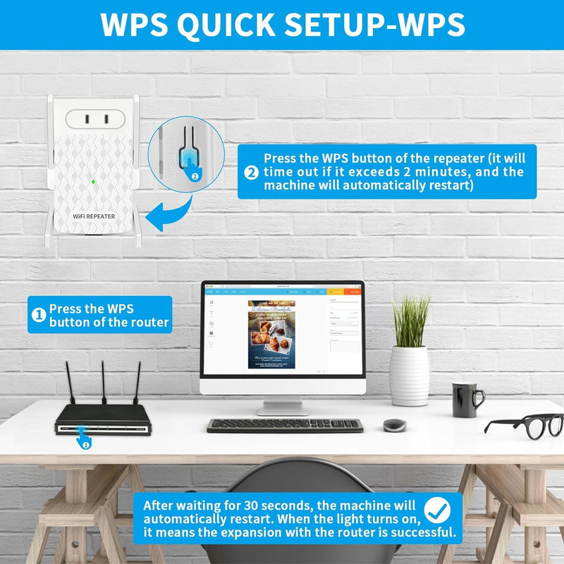 WiFi Extender, WiFi Extenders Signal Booster for Home, WiFi Signal Amplifier Range Up to 9200sq.ft & 35 Devices, WiFi Repeater with Ethernet Port, Easy Setup, Alexa Compatible