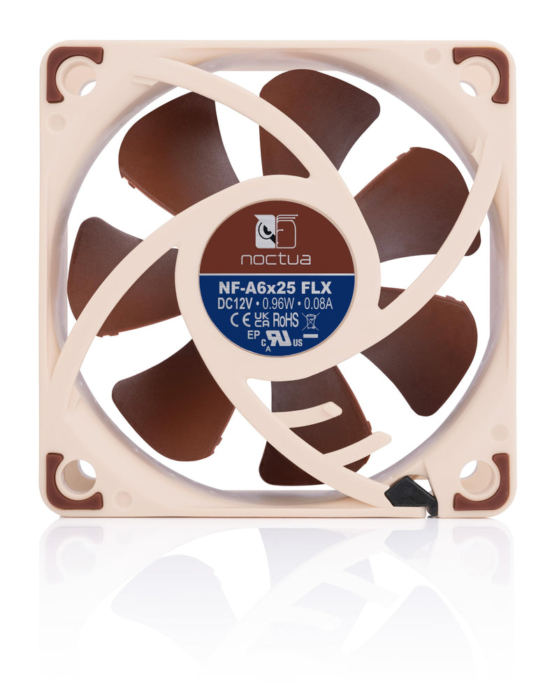 Noctua NF-A6x25 FLX, Premium Quiet Fan, 3-Pin (60mm, Brown) (Pack of 2) 60x60x25mm (Pack of 2)