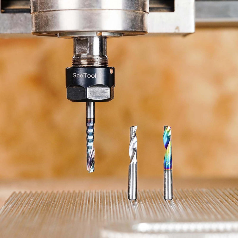 SpeTool Aluminum Milling Cutter 4 mm Shank CNC Wood Solid Carbide 22 mm Cutting Length End Mill with DLC Coating for Aluminum and Plastic Pack of 5 Dia4-Lenth22