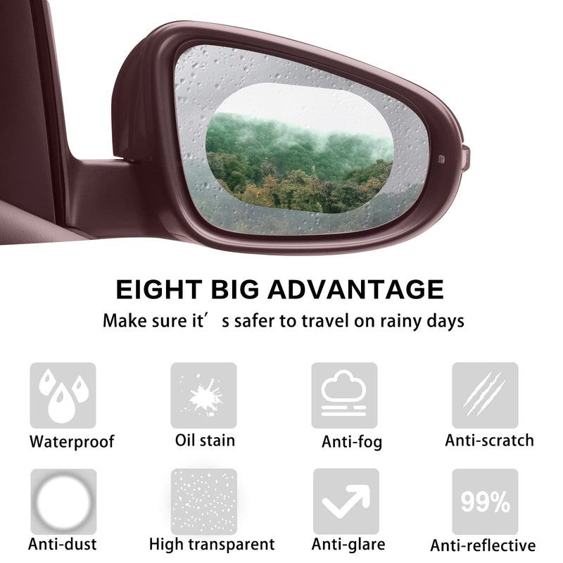 12Pcs Car Rearview Mirror Film, LeeLoon Anti Fog Anti Glare Anti Scratch Anti Mis Rainproof Waterproof HD Nano Clear Protective Sticker Film for Car Mirrors, Side Windows, Safe Driving