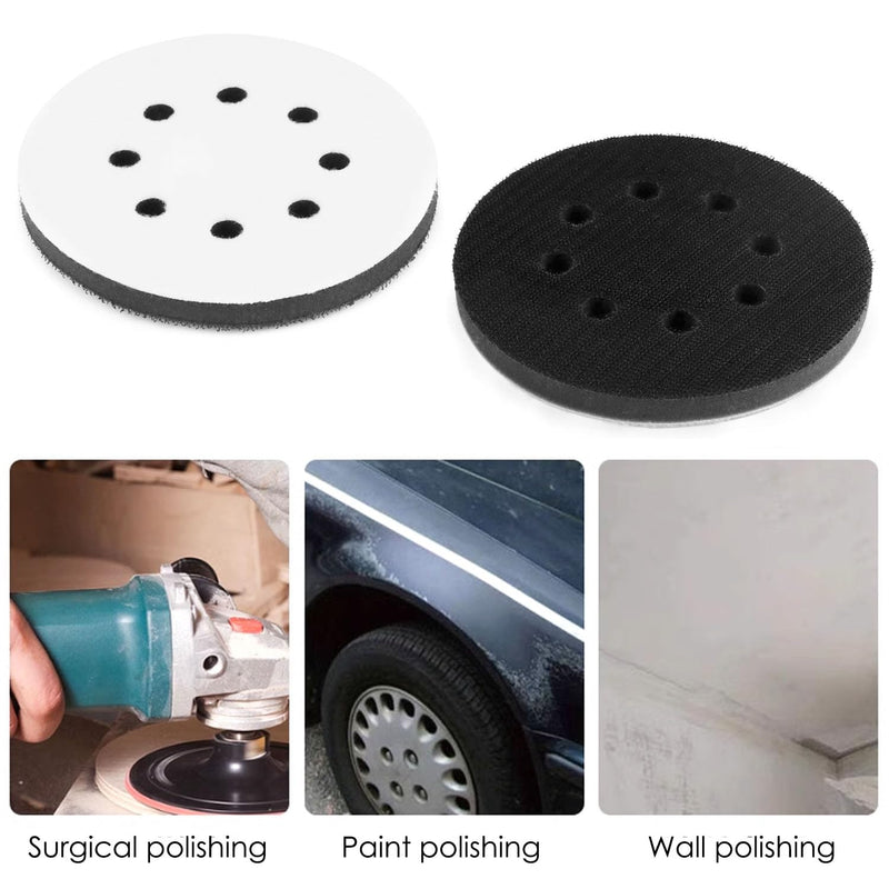 Set of 4 Soft Sponge Sanding Pads with 8 Holes 125mm Soft Sanding Pad for Sander, Shockproof and Protect Noise Reduction