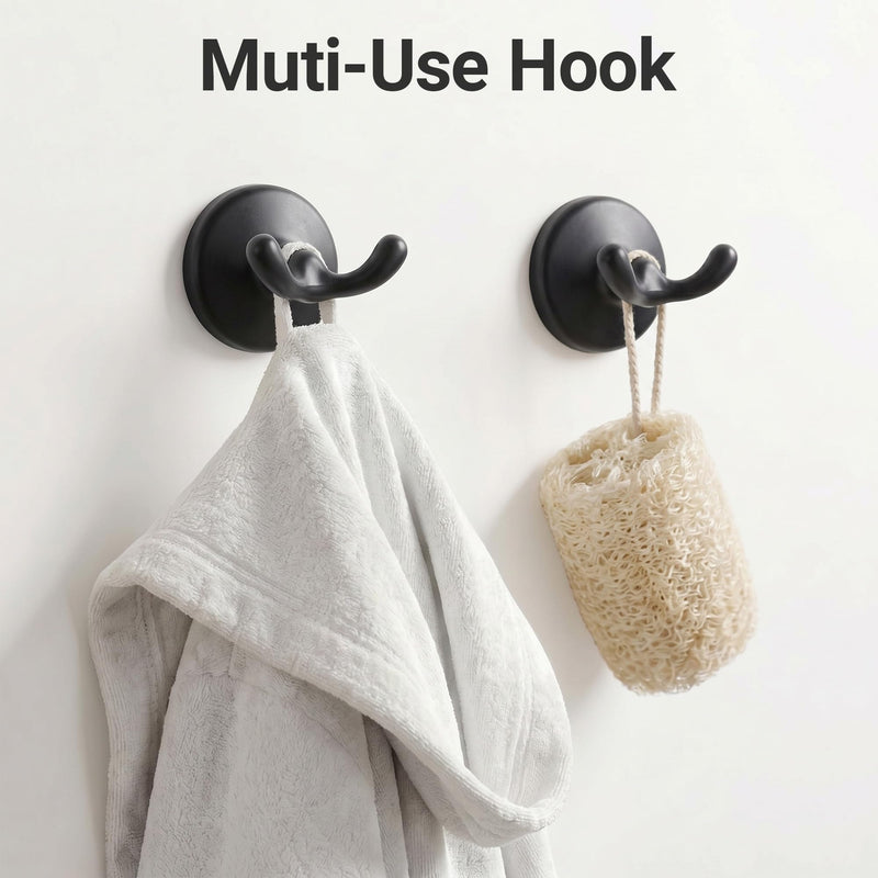 24-Inch Wall Mounted Towel Racks for Bathroom – Space Saver 4-Piece Durable Stainless Steel Bathroom Hardware Set with Towel Bar, Towel Ring, Toilet Paper Holder & Hook, Matte Black Cone