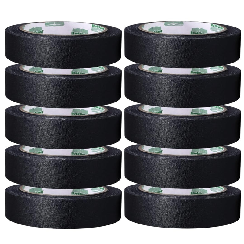 BookGuard 1 Inch Premium Bookbinding Repair Cloth Tape, 15 Yard Roll, Black - Case of 10