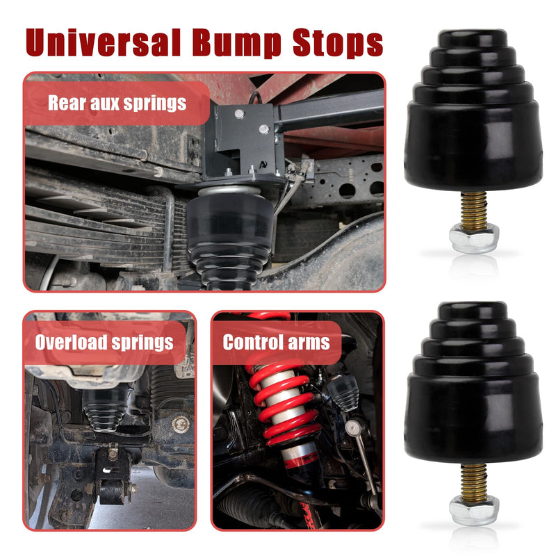 2-Pack Suspension Bump Stop 9.9101G Black All Purpose Bump Stop - Ideal for Cars, Trucks, and Off-Road Vehicles