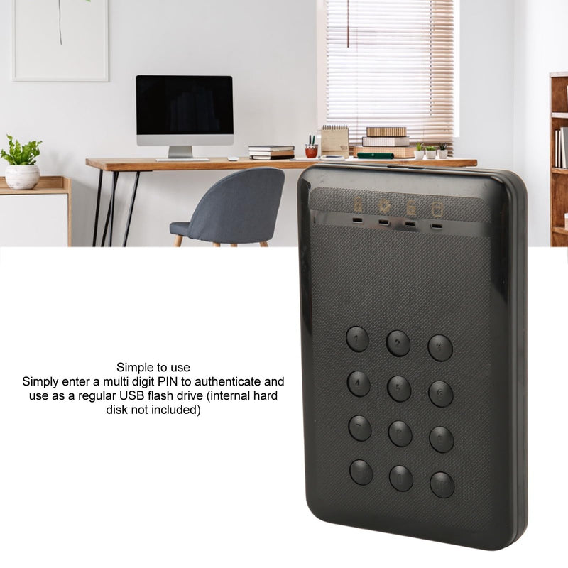 Zyyini Encrypted Hard Drive Enclosure, 3TB 5Gbps Encrypted USB 3.0 2.in SATA Hard Drive Enclosure Password Access Hardware, for 7 8 10 for OS X 10 and