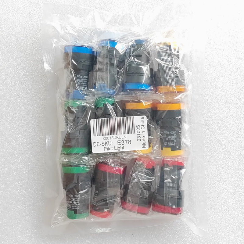 Gebildet 12 pieces 22 mm LED indicator light signal light control light, LED display pilot signal lamp 12 V-24 V 20 mA, AD16-22D/S (red/yellow/blue/green, each color 3 pieces) mix E378