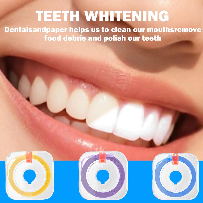 Pack of 3 Tooth Sandpaper, Tooth Sandpaper, Teeth Sandpaper for Tight Spaces, Polishing Strips Teeth (2/3/5 mm x 6 m), Yellow, Blue, Purple, Dental Polishing Strips, Teeth Polishing, for Polishing