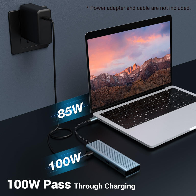 USB C Hub 9 in 1, Tymyp USB C Docking Station with 4K@30Hz HDMI, USB 3.0 x 3, USB C 3.0 Data, USB 2.0, 100W PD, SD/TF Card Reader, Compatible with Laptop and Other Type C Devices