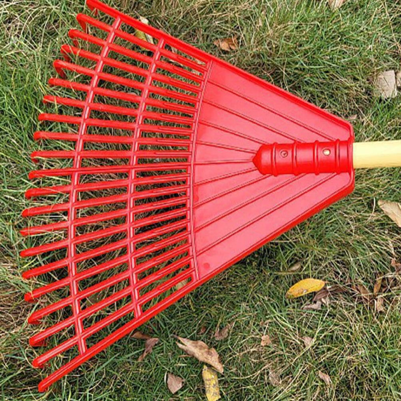BESPORTBLE Plastic Rake Head 21 Tines Garden Leaf Rake Spring Shrub Grass Replacement Head for Garden Lawn Yard Patio Red