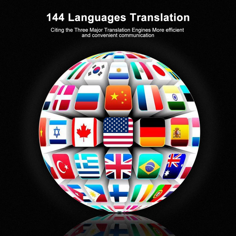 Y113 Language Translator Earbuds, Supports 144 Languages Online Offline Instant Voice Translator Device with APP for iOS for Android, Simultaneous Translation Bluetooth 5.1 Black