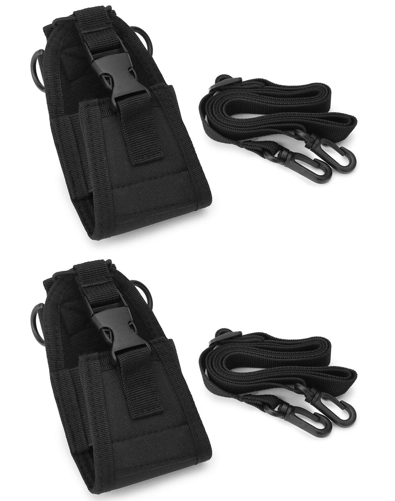 QWORK Radio Pouch Case Holder - 2 Pack Tactical Walkie Talkie Pouch Multi-Function Intercom Bag for Polic Fireman Security Officer Compatible with Most Two-Way Radios, Black