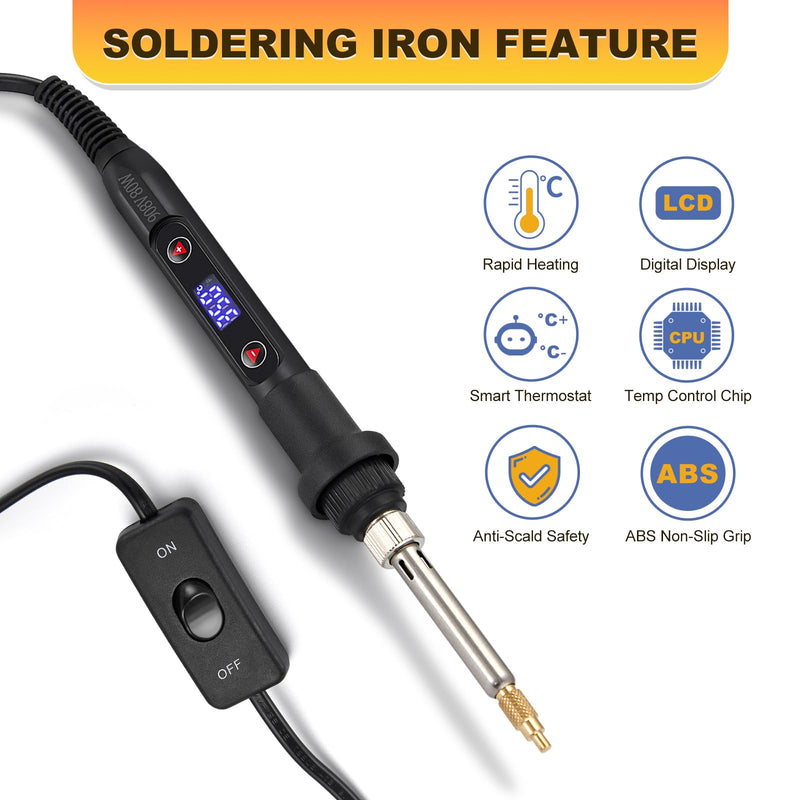 Professional Heat Set Insert Tool Kit: 80W Soldering Iron Heat Insert Tool with 520pcs Brass Inserts & Heat Set Insert Tips (M2-M8) for 3D Printing Tools + 520Pcs Heat Inserts