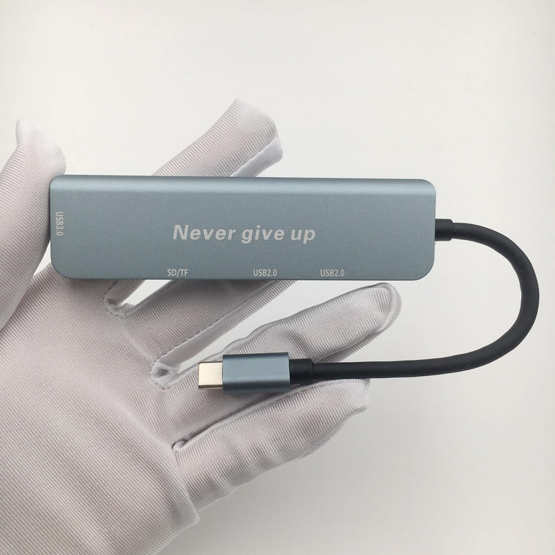 Valpha Type C to USB 2.0 and 3.0 hub TF/SD Card Reader high Speed Extender Dock (5 in 1) Converter with Laser Carving Never give up