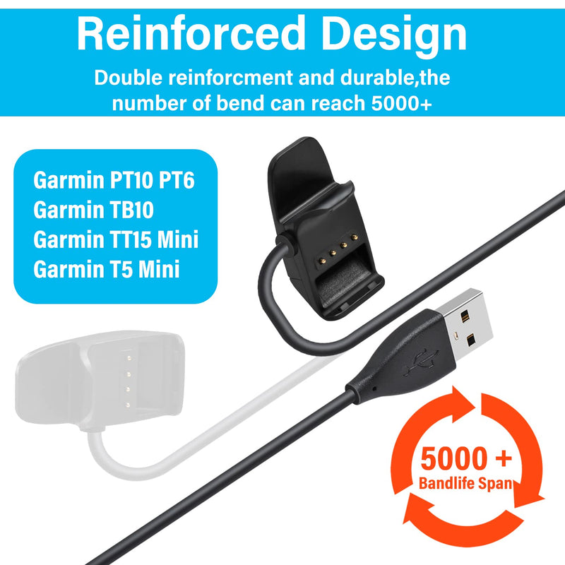 Charging Clip Charger for Garmin TT15Mini T5Mini TB10 PT10 PT6 for Garmin Sport PRO Series 3/4-Inch Collar Strap for PT TTmini Series (a- Charger Clip Only)