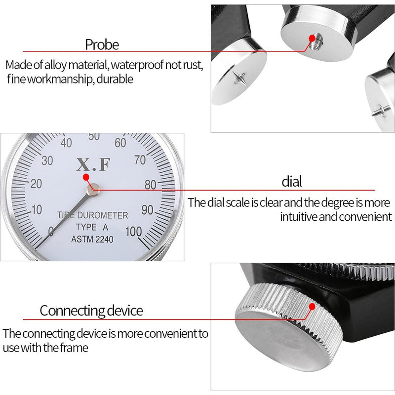 Hardness Tester, Jectse 0-100 HA Shore Type A Rubber Hardness Tester Rubber Tire Durometer Hardness Tester Meter Shore Tire Hardness Tester (A)