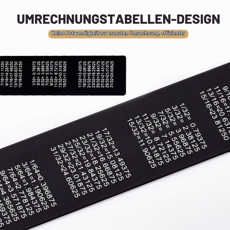 Metal Ruler, 30 cm, 15 cm, Steel Ruler, Metal Ruler, Double Scale, Steel Ruler, Set of 2, Edge Measuring Tool Ruler (Black)