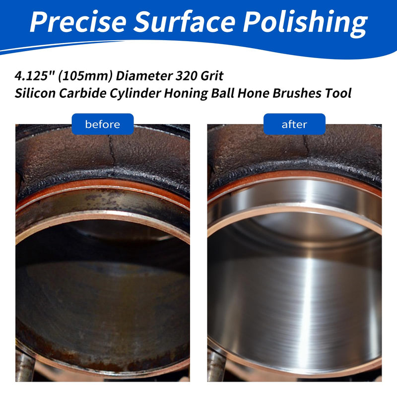 Cylinder Honing Ball Brushes 4.125" (105mm) Diameter 240 Grit Silicon Carbide Compatible with GB41824, Cylinder Honing Deburring Tool for Hydraulic, Pneumatic cylinders, Engine, Brake cylinders 240.0