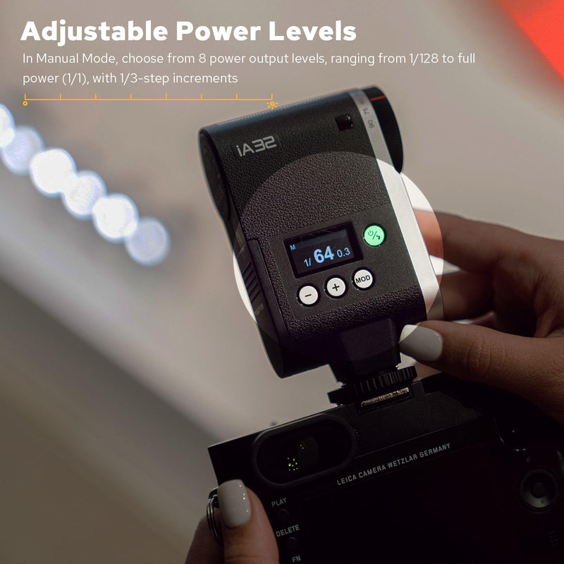 Godox iA32 Camera Flash, Angle Adjustable Flash, GN15 with 8 Levels Flash Power, CCT 6200K±200K Flash for Canon/Sony/Fujifilm/Nikon/Panasonic/Olympus, for Cameras with Single-Contact Hotshoe