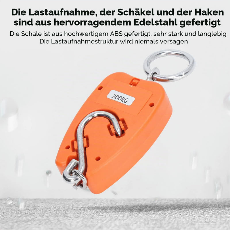Portable Digital Hanging Scale, Precise 200 kg Load Capacity, Multifunctional Mini Handheld Scale with LCD Screen for Agriculture, Hunting, Fishing, Workshop, Home