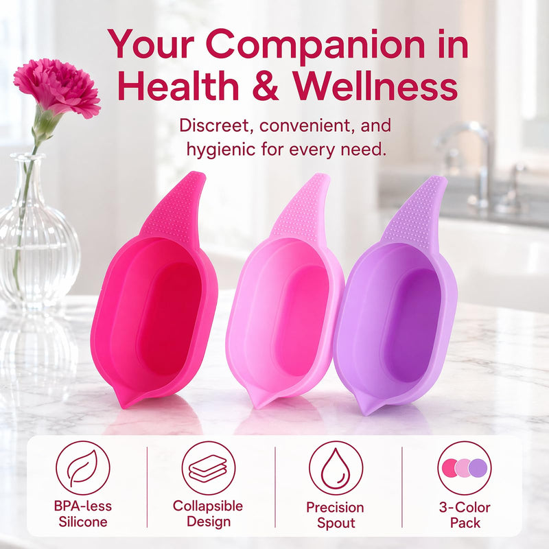 Pack of 3 Urine Cups Reusable Urine Cup Urine Collector | for women collapsible collection cup urine sample cup sample container urine sample cup for ovulation test sph test