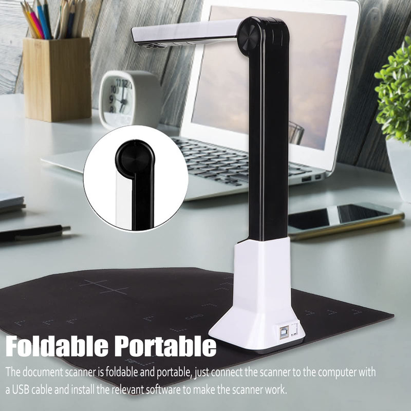 Professional Document Scanner, 8 Million Pixels Book&Document Camera Scanner with Automatic Correction, Auto Focusing Portable USB Document Camera, Smart OCR for