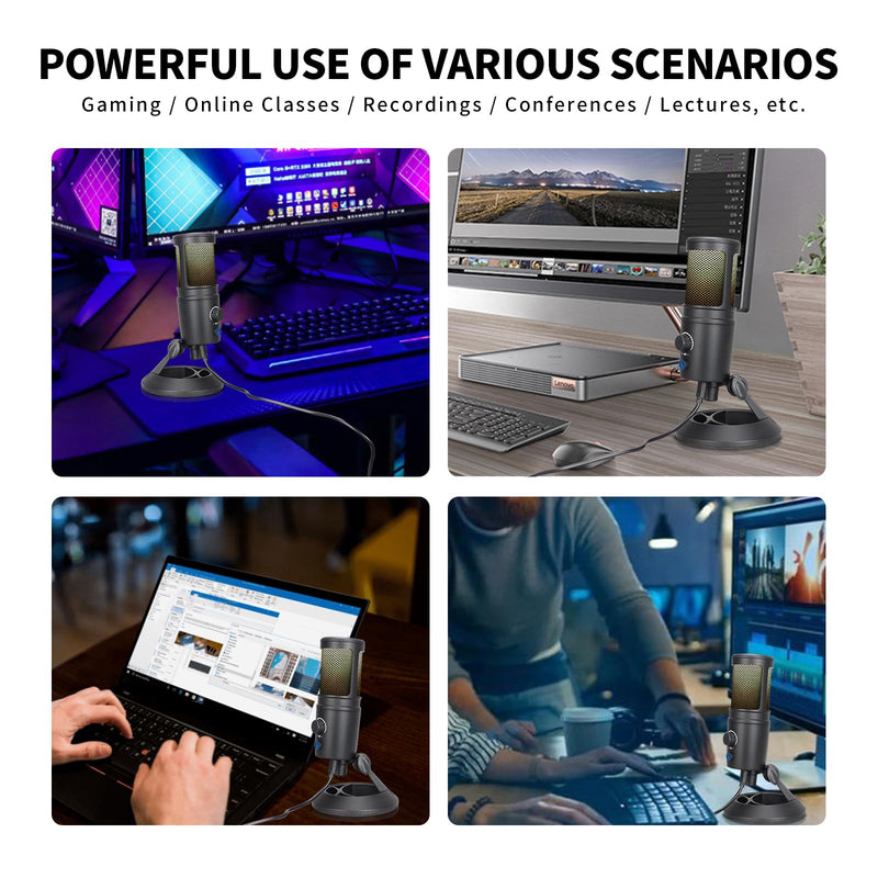 RGB Microphone, USB Live Streaming Capacitor Microphone, Computer Competitive Recording Tape, Lighting