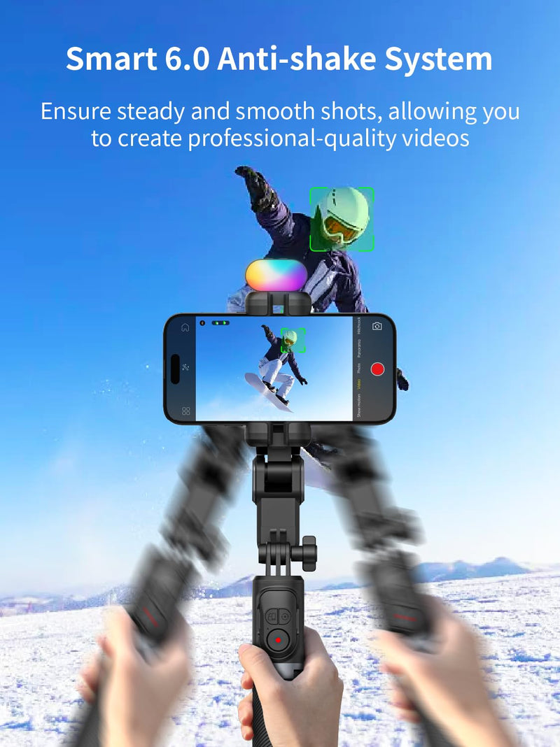 Gimbal Stabilizer for Smartphone, 2-Axis Phone Gimbal w/360° Rotation for iPhone/Andriod Sefie Stick Tripod w/Auto Face Tracking and Wireless Remote for TIK Tok YouTube Vlogging-M1 Pro Black