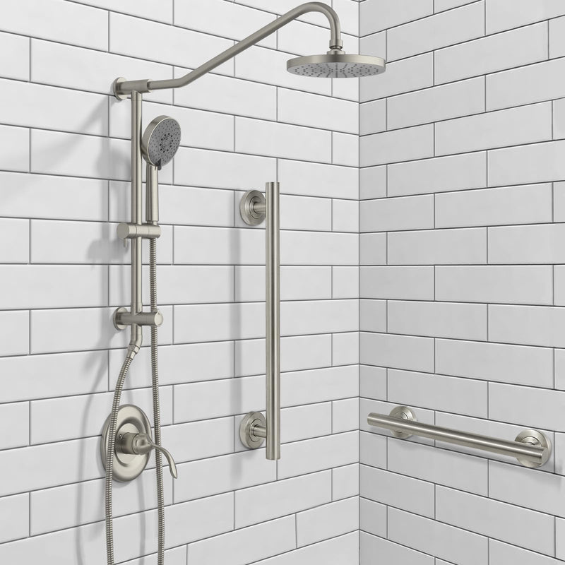 Lava Odoro Shower Grab Bar, Modern Stainless Steel Handicap Grab Bar for Bathtubs and Showers, Shower Safety Bar for Seniors Disabled, ADA-Compliant (Brushed Nickel, 18 Inch) Brushed Nickel