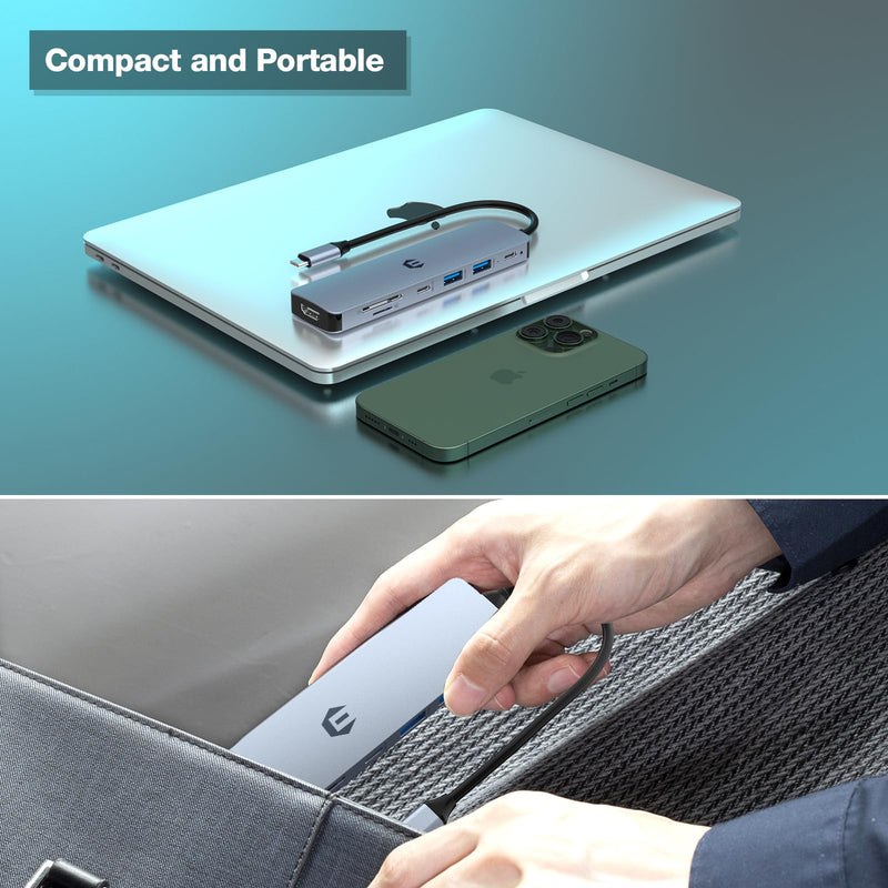 7 in 1 USB C HUB, HDMI Output, 100W Power Delivery, USB C 3.0, 2 x USB 3.0, SD and Micro SD Card Reader, Compatible for USB C Laptops Dell XPS/HP/Surface and More
