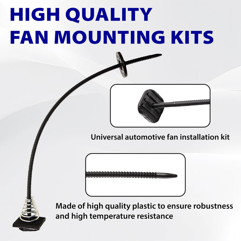 Fan Mounting Kit, Radiator Fan Zip Ties Clips Mounting Kit, Electric Mount Hold Down for Cooling Fan Transmission Cooler Radiator Fan Kit for Universal Car Vehicle 2 Pcs