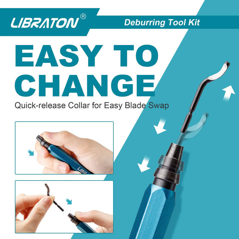 Libraton deburrer with 11 blades, hand deburrer, plastic deburrer, universal deburrer tool, for plastic (also 3D printing), metal, stainless steel, aluminum, steel 11 blades (3 variants) A