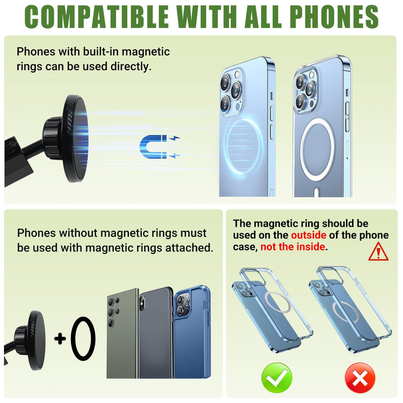 Metal Magnetic Phone Mount Holder for 2010-2024 Toyota 4Runner Strong Magnet Dash Cell Phone Cradles Adjustable Phone Stand Accessories for MagSafe All Smartphone Classic Version