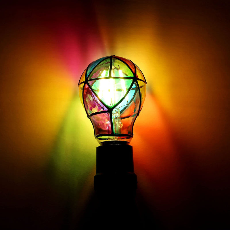 4 Pack Stained Glass Light Bulbs, LED Edison Light Bulb E26 3.5W Replacement Light Bulbs Tiffany Style for Bedroom Living Room Home Christmas Decoration A60