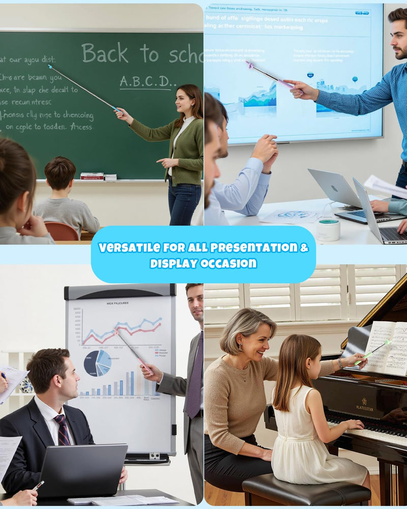 6PCS Finger Pointer Stick for Classroom – Extendable Teacher Pointer Stick and Pointer Finger Tool – Colorful Hand Pointer Stick for Presentations–Telescopic Pointer Stick–Classroom Essentials