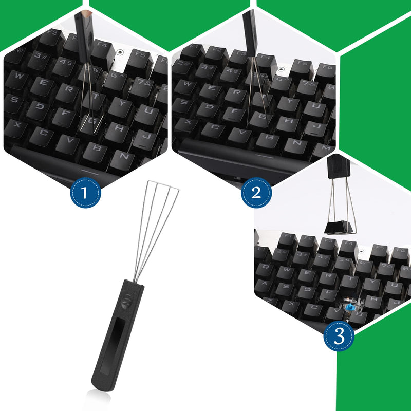 2PCS Keycap Puller and Switch Puller with 2PCS Keyboard Brush, Keycap Remover Switch Puller Mechanical Stainless Steel Keyboard Remover Keyboard Cleaning and Fixing Tool for Mechanical Keyboard