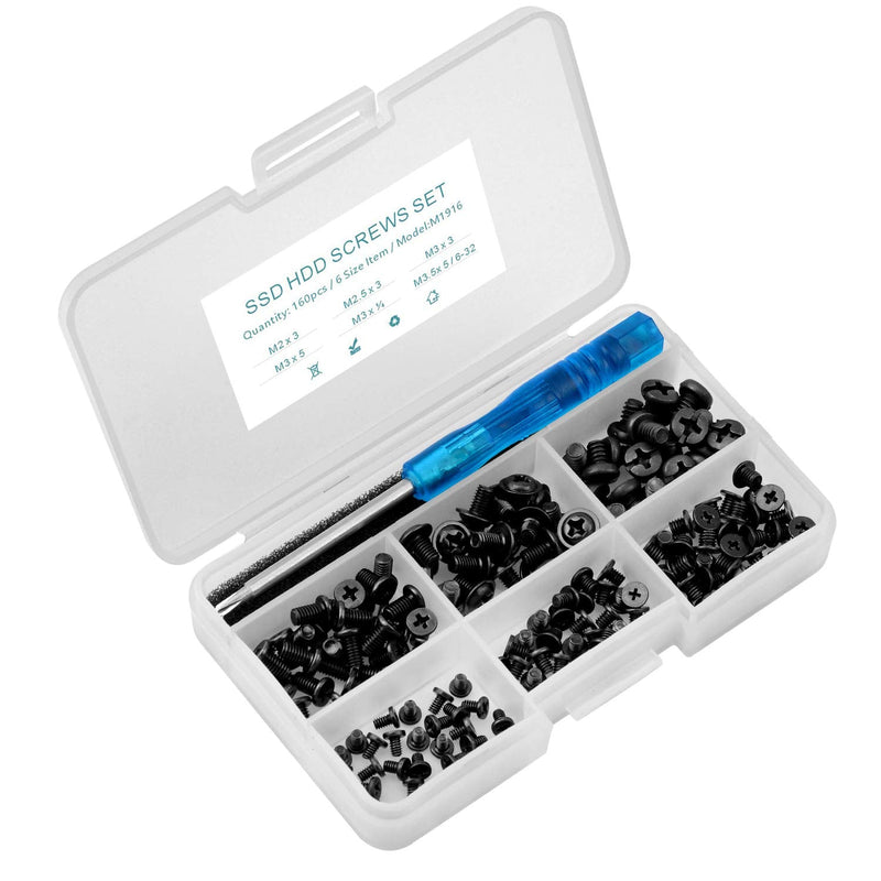 160Pcs Laptop Notebook SSD HDD Screws Kit for Lenovo Toshiba Gateway Samsung HP IBM Dell Sony Acer Asus SSD Hard Disk SATA