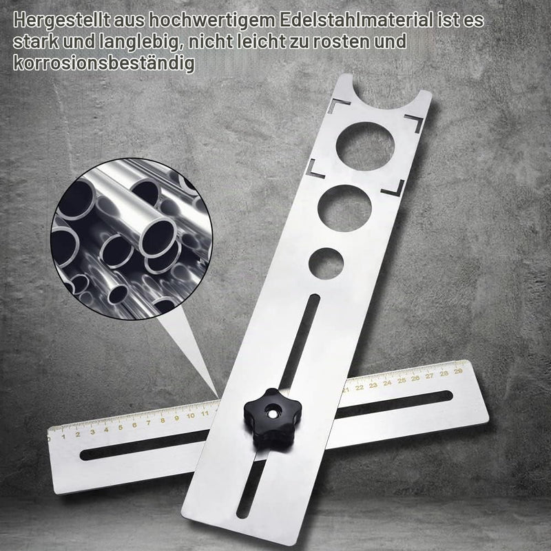 LYTIVAGEN Tile Angle Measuring Ruler Stainless Steel Adjustable Tile Hole Finder 25/40/45 mm Tile Tool Ruler Ceramic Tile Hole Punch Locator Ruler Ceramic Template Tool for Tilers Hole