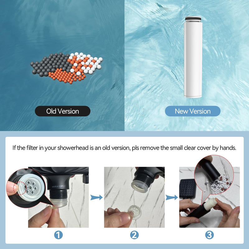 MakeFit Shower Head Filter Replacement Cartridge for MakeFit Filtered Shower Head with Handheld-S6526/S7727 (2-PACK) 2 Pack