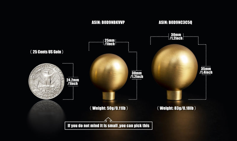 Goo-Ki 25MM(1 Inch) Brushed Brass Cabinet Knob,Modern Cabinet Pulls with Zinc Alloy Material, Delicate Knob for Dresser, Drawer,Wardrobe Cabinet,6 Pack 1'' Dia Single Knob