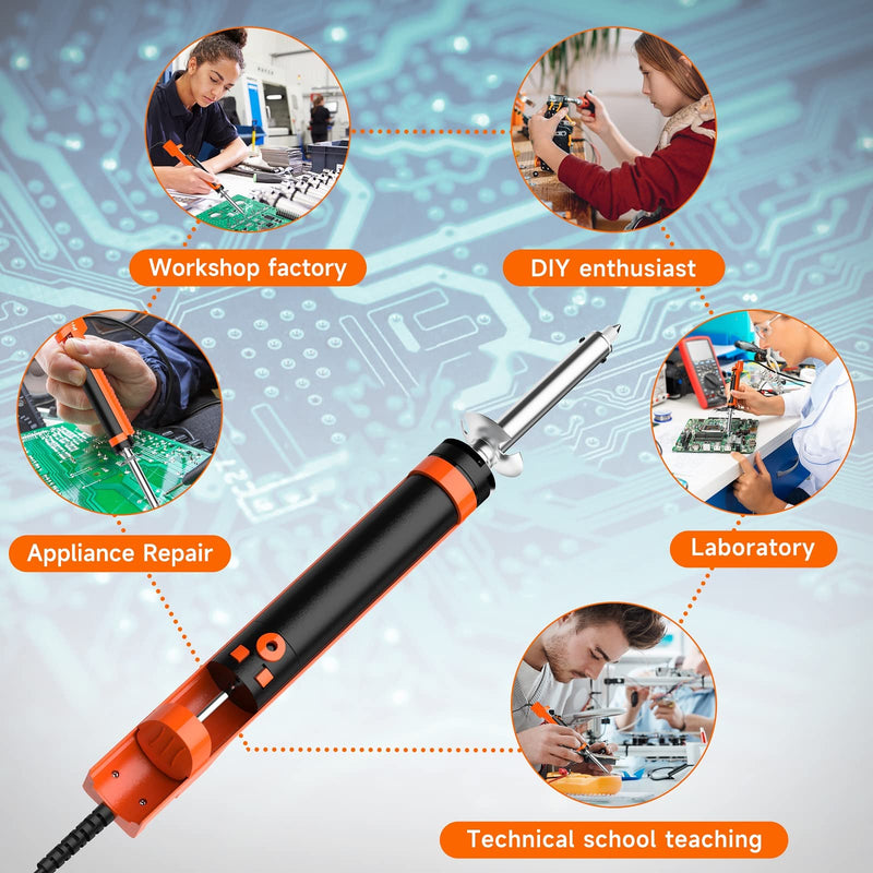 Desoldering pump, Preciva desoldering iron soldering iron solder extractor with 1.0mm and 1.2mm desoldering nozzles