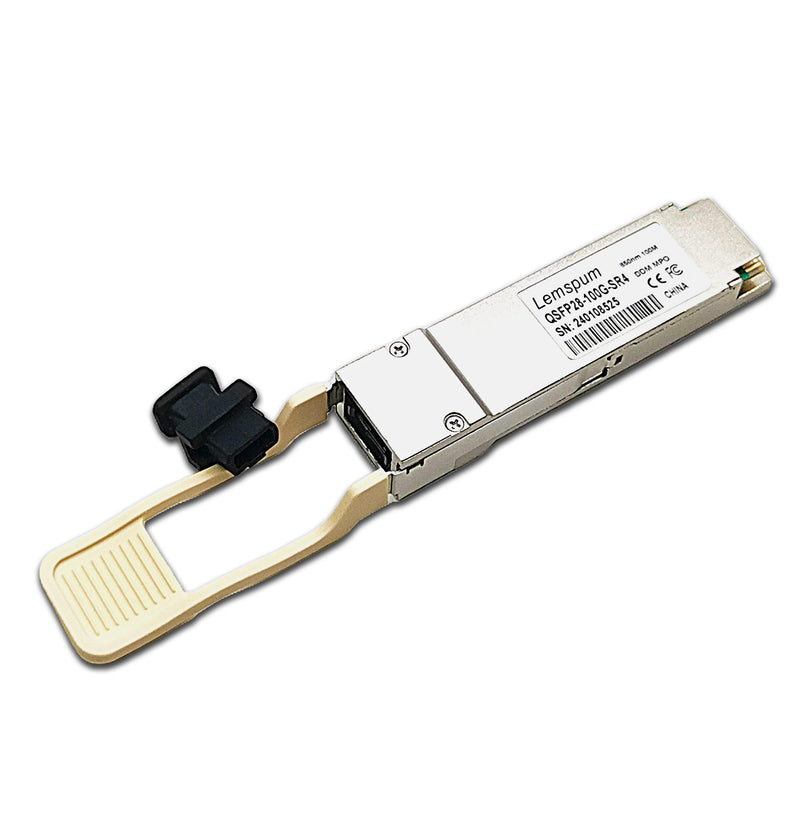 1pc 100G SR QSFP28 Multimode Module 100GBASE-SR4 850nm 100m DOM MPO-12/UPC MMF Optical Transceiver Support 4 x 25G-SR Compatible with Juniper JNP-QSFP-100G-SR4, Arista/Brocade/Dell SFP-100G-SR4 ect. 100GBase-SR4| 100m 1-Pack