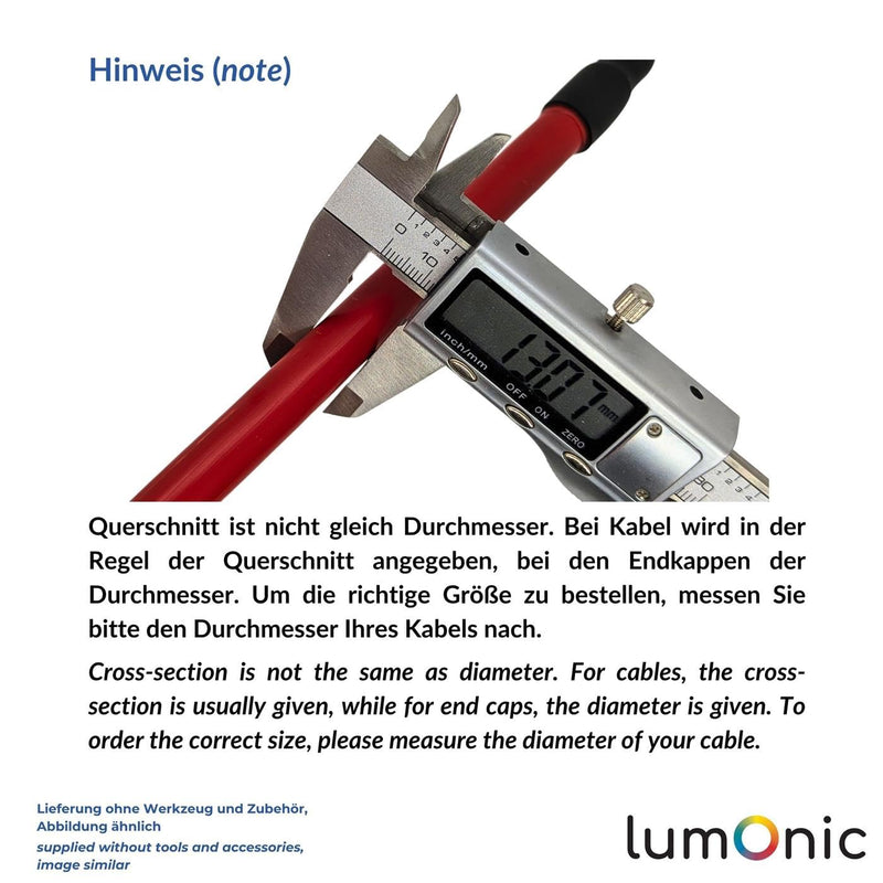 Lumonic I Heat Shrink End Cap with Adhesive I 20 -> 6 mm I Black I Ratio 3:1 I Crosslinked Polyolefin I Shrink Cap I for Cables, Pipes and Ropes 20mm - 6mm